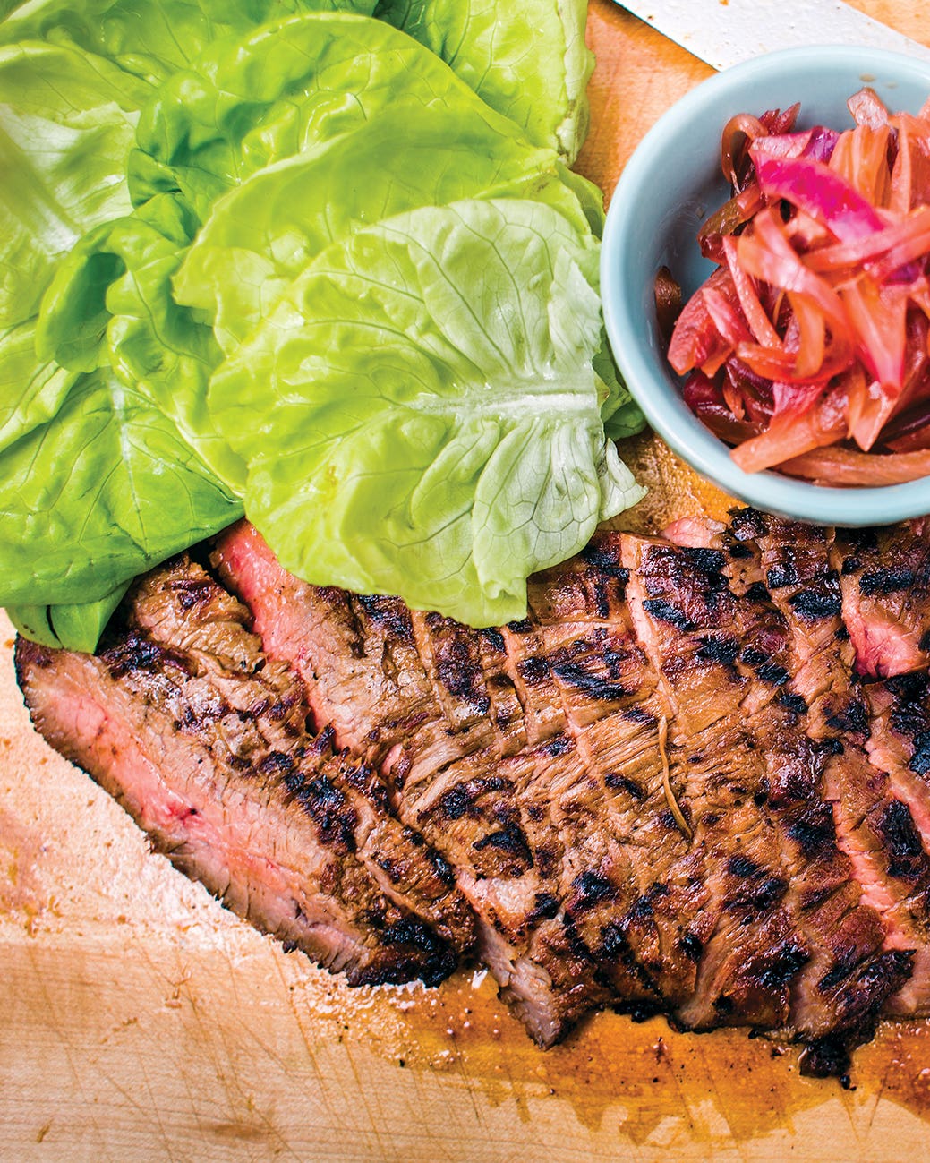 Grilled Flank Steak With Coca-Cola-Pickled Onions