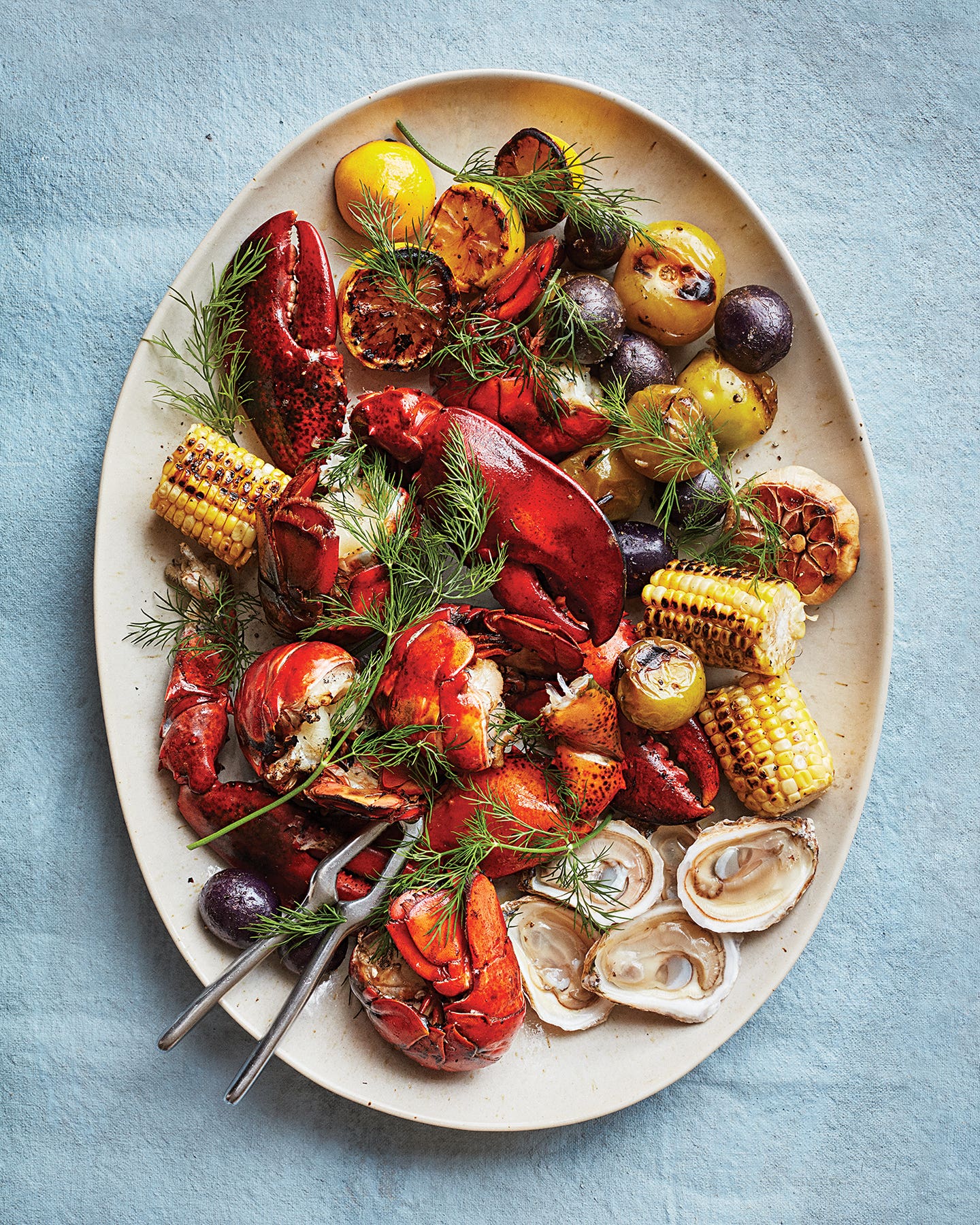 Coal-Grilled Lobsters
